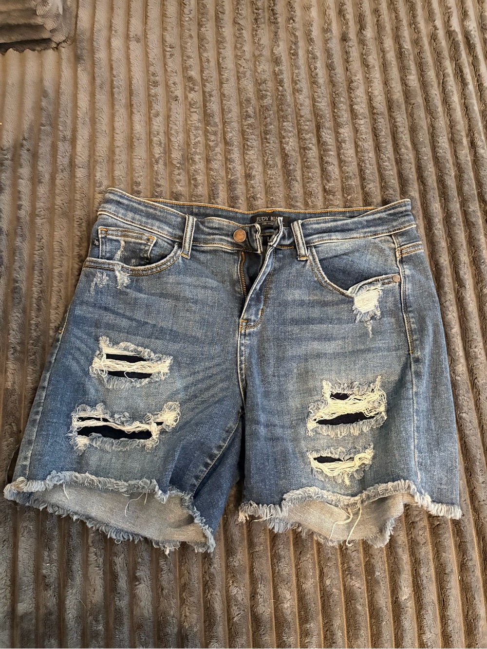 Judy Blue Mid-Rise Distressed Denim Cutoff Shorts